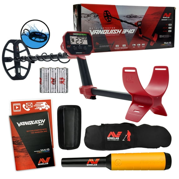 Minelab VANQUISH 340 Detector w/ 10 x 7 Coil, Pro-Find 20 Pinpointer & Carry Bag