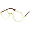 thumbnail image 2 of sunglassLA Unisex Classic Slim Metal Frame Clear Lens Round Eyeglasses 53mm (Gold-Tortoise / Clear) - 53mm, 2 of 4