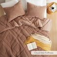 thumbnail image 6 of Regency Heights Twin/Twin XL Quilted Fluffy Comforter Set, 2-Piece Double Diamond Quilted Dorm Bedding Sets, Textured Cozy Comforter Bed Set with Pillow Shams, Brown, 6 of 12