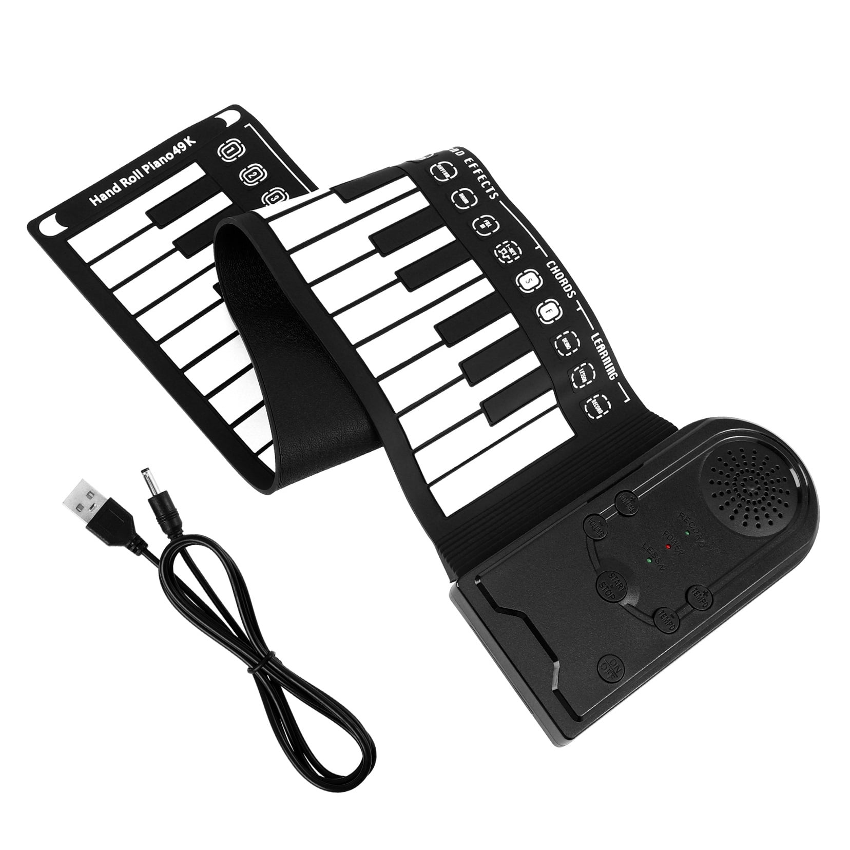 ETHZZLE Foldable 49 Keys Roll Up Piano Portable Electronic Keyboard with 16 Level Volume and Recording Playback Black