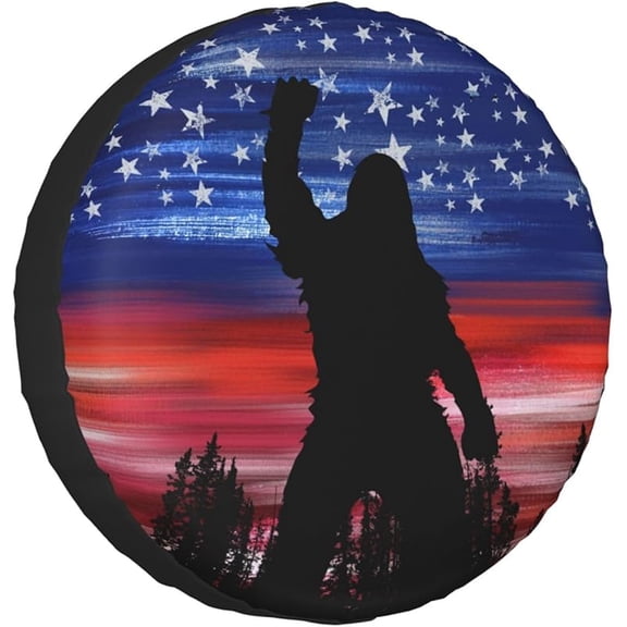 American Flag Spare Tire Cover Wheel Protector Weatherproof Wheel Cover Universal Decorative Accessories for Camper RV SUV Travel Trailer 14"