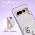 thumbnail image 6 of Cover for Google Pixel 7 Pro Case Clear Glitter Sparkle Aesthetic Google Pixel 7 Pro Phone Case Silicone Soft Flower Anti-Scratch Shockproof Funda Purple Slim (Silver-Purple), 6 of 14
