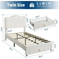 thumbnail image 2 of Senfot Twin Size Upholstered Bed Frame with 2 Storage Drawers, Velvet Princess Platform Bed, Chic Double Wavy Headboard, No Box Spring Needed, Solid Wood Slats Support,Beige White, 2 of 6