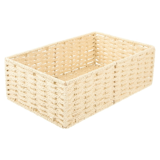 GOOHOCHY Paper Rope Woven Storage Canasta de almacenamiento Multipurpose Organizador de caja de almacenamiento de escritorio de caja de caja