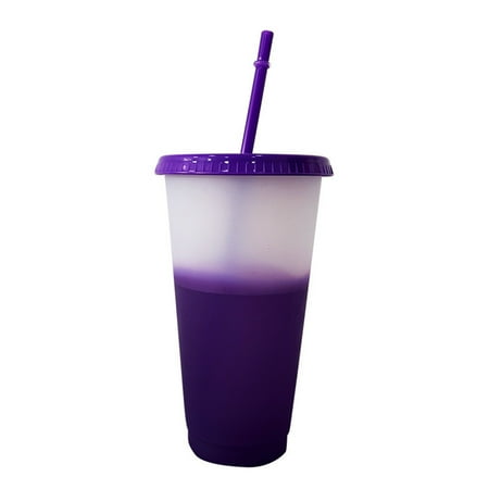 

Xubond Glass Cups Temperature Sensitive And Cold Changing Cup Large Capacity PP Plastic Fashionable Water Kitchen Essentials Purple Drinking Glasses