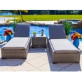 thumbnail image 2 of Sorrento 3-Piece Resin Wicker Outdoor Patio Furniture Chaise Lounge Set in Gray w/ Two Chaise Lounge Chairs and Side Table (Flat-Weave Gray Wicker, Polyester Light Gray), 2 of 7