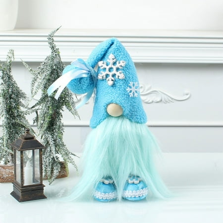 

Hxoliqit Creative Dwarf Standing Figure Tabletop Ornament Holiday Blue Snowflake Hat Faceless Doll Doll Desk Decorations Mini Ornaments Desktop Ornament