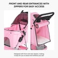 thumbnail image 5 of edx 3 Wheels Pet Stroller, Dog and Cat Strollers, With Storage Basket and Cup Holder, Lightweight Travel Carrier, Breathable Mesh, Waterproof and Foldable for Small Pets Outdoor Walk, Pink, 5 of 9