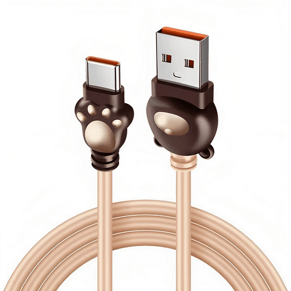 Beautiful Cartoon Shape Brown Charging and Data Cable, 19 cm Long Pure Copper Wire Type-C 1 Pack