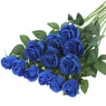 thumbnail image 1 of 12PCS Artificial Silk Flowers Realistic Roses Bouquet Long Stem for Home Wedding Decoration Party (Blue), 1 of 4