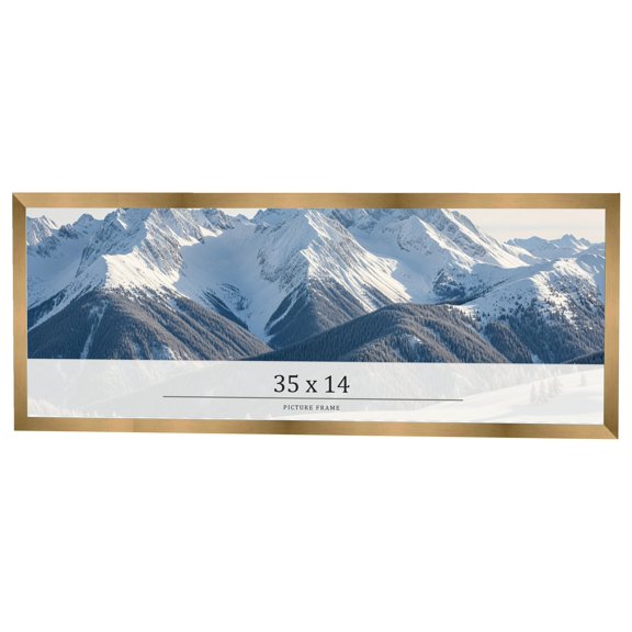 35x14 Frame Gold Bronze Solid Wood Picture Frame Width 0.75 Inches | Interior Frame Depth 0.5