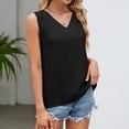 thumbnail image 5 of up to 60% off Gifts Usmixi Womens Tank Tops Casual Solid Comfy Breathable Cotton Linen Tee Shirts Vest Summer Trendy Plain V-Neck Sleeveless Shirts Blouse Black m, 5 of 7