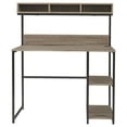 thumbnail image 2 of Wood and Tubular Metal Frame Office Desk with Hutch, Brown and Black, 2 of 2