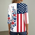 thumbnail image 6 of 4th of July Shirts for Women 3/4 Sleeve T Shirts Loose American Flag Print Tops USA 250th Anniversary Celebration Party Pullover Independence Day Patriotic V Neck Blouses Light Blue S, 6 of 6