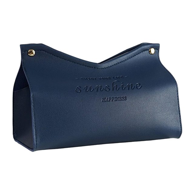 Soporte moderno para caja de pañuelos, organizador de servilletas de escritorio triangular de almacenamiento grande de material cuero PU para el , Azul Macarena Servilletero de escritorio