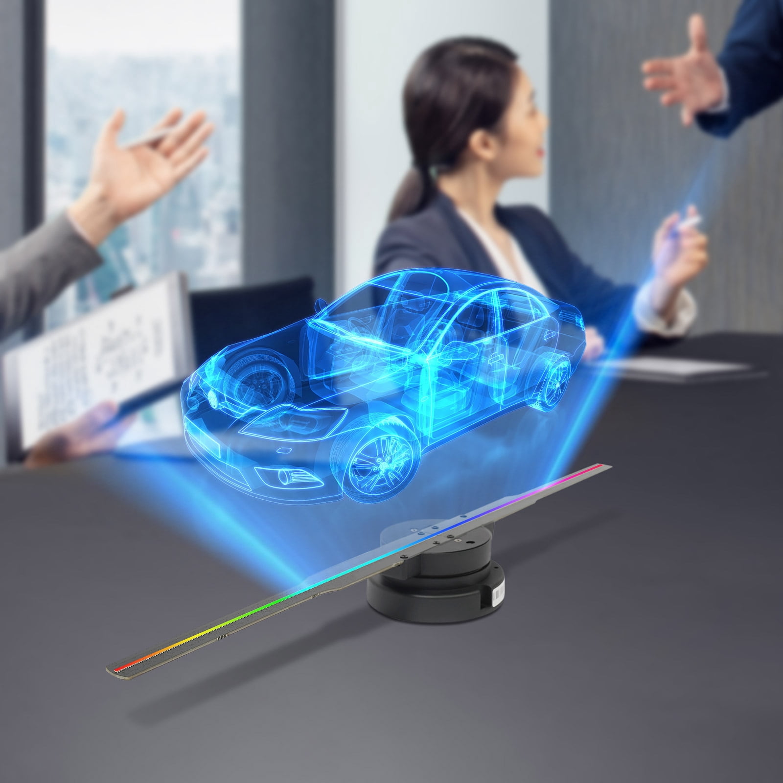 3D Holographic Fan Projector, LED Display with Adjustable Brightness for Innovative Advertising (RGB, High Resolution)