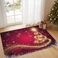 Rectangle Christmas Rug Rectangle Area Rug 2x3ft,Gold Christmas Tree Burgundy Red Washable ...