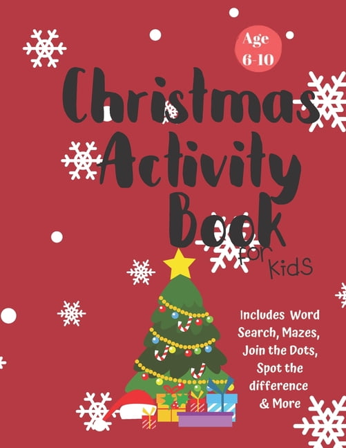 Christmas Puzzle Book & Sticker Activity Book With Crayons Kids Stocking Filler 