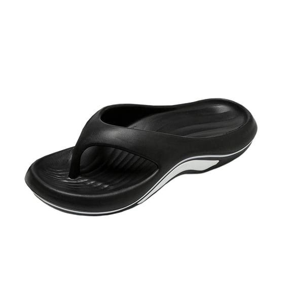 KIJBLAE Couples Flip Flops, Non-Slip Outdoor Summer Beach Slippers, Lightweight Flexible Footwear for Vacation Travel and Casual Daily Activities Black 38-39
