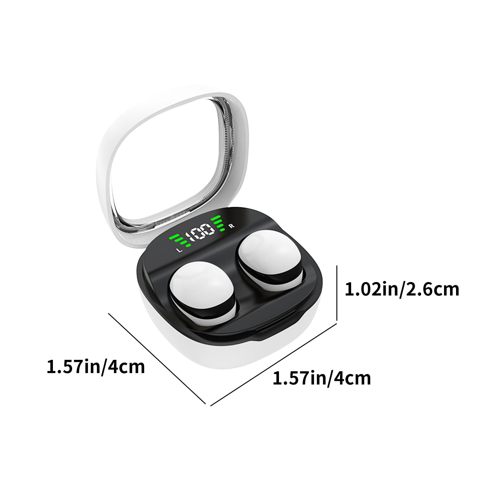 Bluetooth Headphones True Wireless Earbuds 60H Playback LED Power Display Earphones with Wireless Charging Case IPX5 Waterproof in-Ear Earbuds with Mic for Smart Phone Laptop TV Computer Sports,White