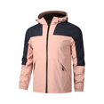 thumbnail image 2 of Men's Waterproof Windproof Outdoor Colorblock Zip-Up Jacket with Zipper Pockets (for Hiking & Camping), Pink, Size S, 2 of 4