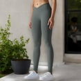 thumbnail image 4 of High Waist Seamless Ribbed Full Length Leggings- Small, Dark Gray, 4 of 6