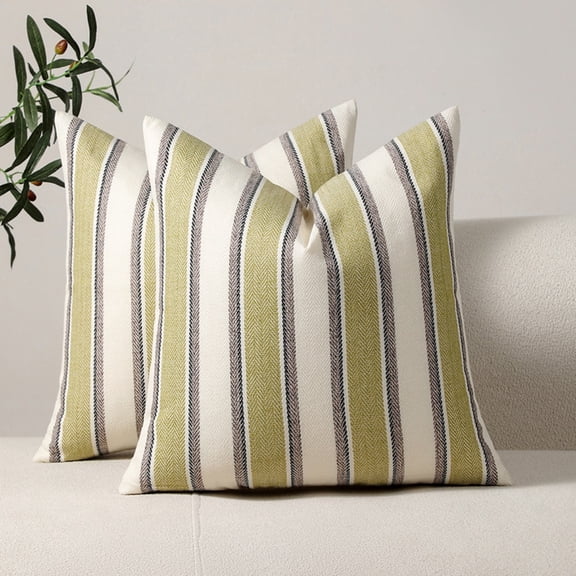 2-Pack Modern Decorative Throw Pillow Covers, Textured Stripe Cushion Cases for Sofa Couch Bed Living Room Home Décor