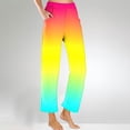thumbnail image 2 of Wide Leg Sweatpants for Women Fashion Gradient Color Elastic Waisted Long Pants with Pockets Ladies Loungewear Trousers (Multicolor,XL), 2 of 5