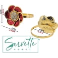 thumbnail image 2 of Servette Home Red Flower Christmas Metal Napkin Rings - Set of 2, 2 of 5