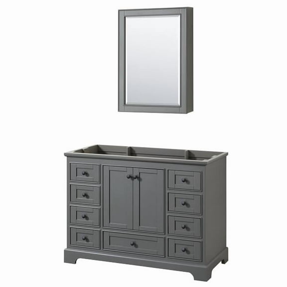 48 in. Deborah Single Bathroom Vanity Without Countertop & Sink, with Matte Black Trim & Medicine Cabinet - Dark Gray