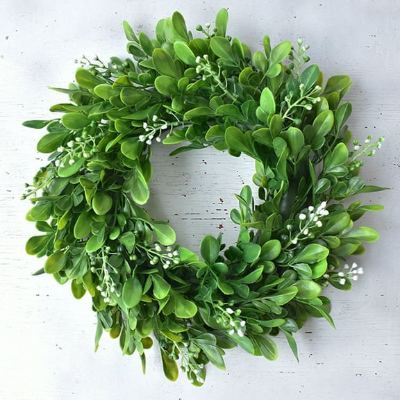 Happy Date 11.8 Inch Faux Kitchen Cabinet Wreaths Mini Boxwood Wreaths Kitchen Decor Small Farmhouse Wreaths Artificial Greenery Wreaths for Kitchen Cabinet Doors