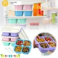 thumbnail image 2 of 4 Pcs Snack Box Containers Set Reusable 4 Compartment Lunchable Container With 2Pcs Containers Stackable Box For School Work Travel (4 Color), Pink, 2 of 6