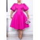 thumbnail image 1 of Vestido informal negro de talla grande para mujer, cuello redondo, manga abullonada, línea A, cuello redondo, corte ajustado, Midi, vestido Formal, 1 of 6