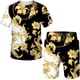 thumbnail image 3 of Conjunto de camiseta de verano para hombre, estilo retro de lujo con estampado 3D, conjunto de pantalones cortos holgados de manga corta para niños, 3 of 4