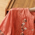 thumbnail image 6 of IUYRTFE Women's Short Sleeve Floral Embroidered Blouse Split Neck Button Up Summer Casual Tunic Top, 6 of 8
