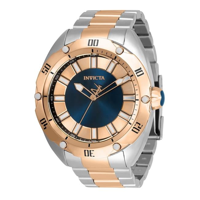 Invicta 33767 Mens Venom Quartz 3 Hand Dial Watch Blue Rose Gold Walmart