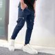 thumbnail image 1 of Pantalones largos para hombre, moda informal, lisos, con bolsillos, cintura con cordón, rectos, de poliéster, 1 of 6