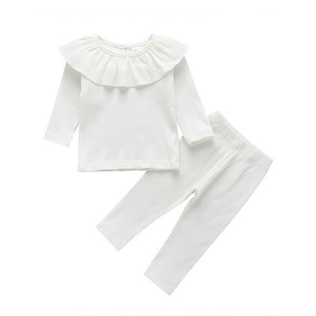 

Yinyinxull Toddler Kids Baby Girls Ruffle Cute Tops Pants Leggings 2Pcs Outfits Clothes White 9-12 Months