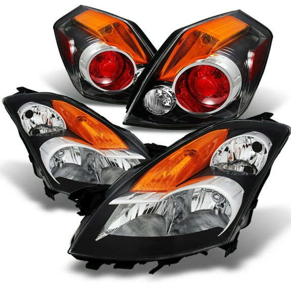 AKKON - Fits 2007-2009 Altima 4 Door Sedan Base|S|SL|SE Black Headlights   Chrome Tail Lights LH & RH Pair