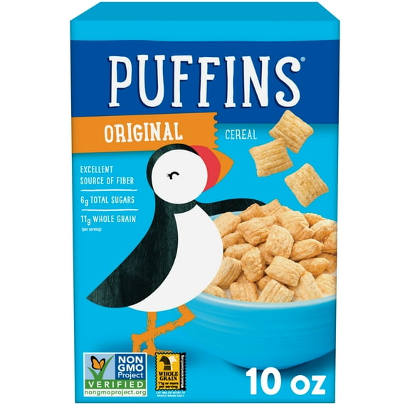 Barbara's Original Puffins Cereal, Puffed Kids Cereal, Original Flavor, Crunchy 10 oz Box