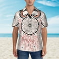 thumbnail image 2 of Honeii Dreamcatcher With Owl Print Men’s Hawaiian Shirt,Classic Button-Down Short Sleeve Shirt, for Beach, Vacation, and Outdoor Activities,Medium, 2 of 7