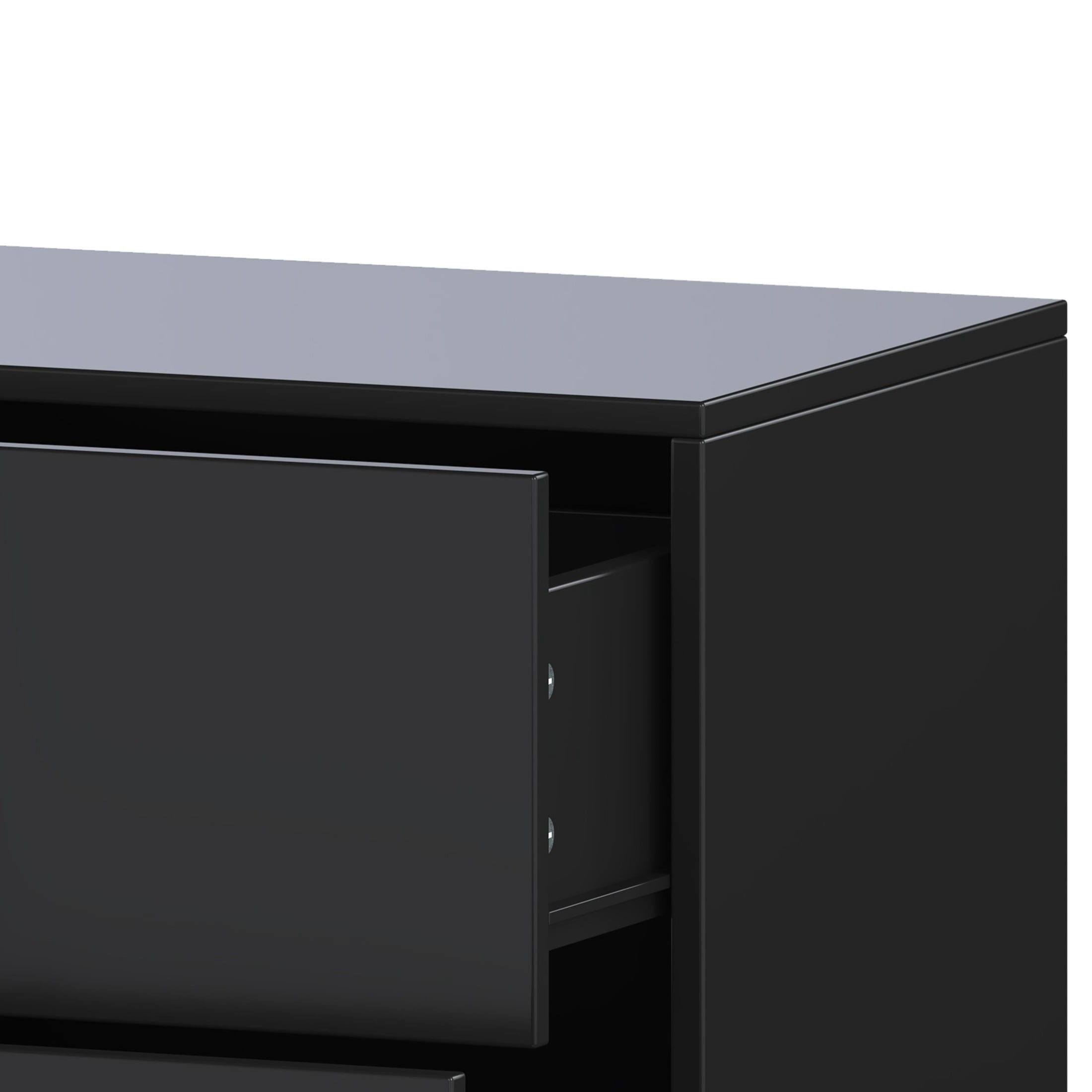 Noble House Modern Mirrored Nightstand with 2 Drawers and Metal Legs, Black