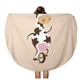 thumbnail image 1 of LADDKA 60 inch Round Beach Towel Blanket Cute Funny Cow Cartoon on Mono Wheel Circus Cycle Travel Circle Circular Towels Mat Tapestry Beach Throw, 1 of 2