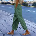 thumbnail image 2 of Bovemsi Womens Pants Women's Elastic Belt With Pocket Trousers Side Cropped Loose Casual Printed Straight Travel Pants, 2 of 4