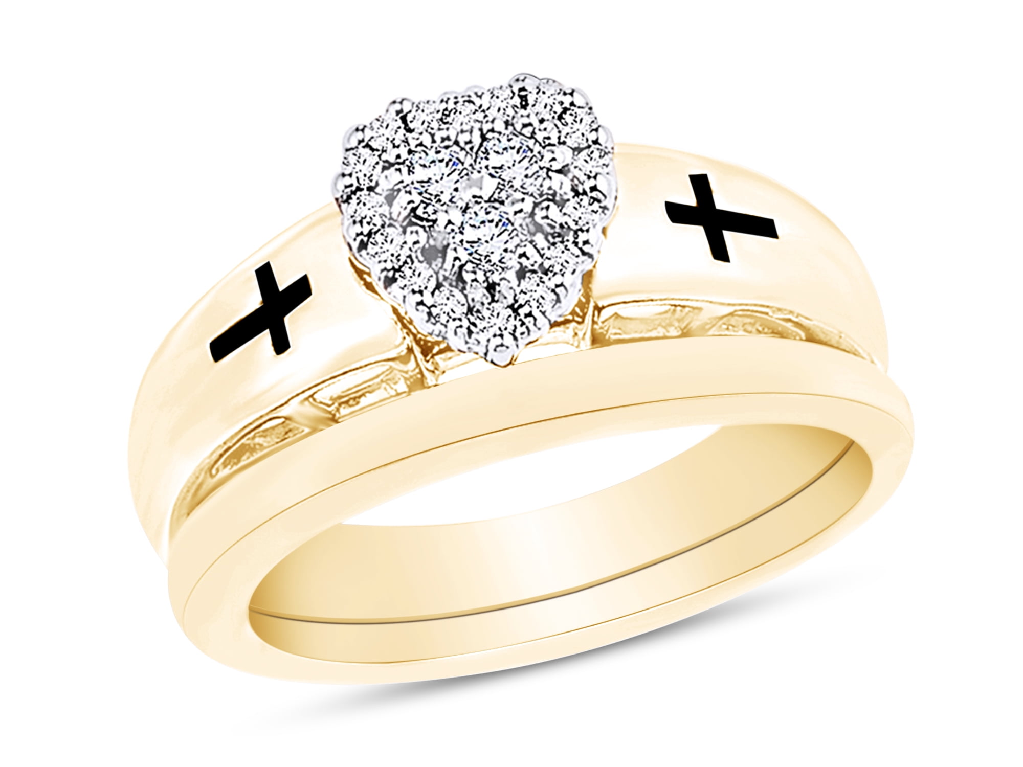 Details about   14K Yellow Gold Finish 0.50 Ct Diamond Engagement Ring Wedding Band Trio Set 