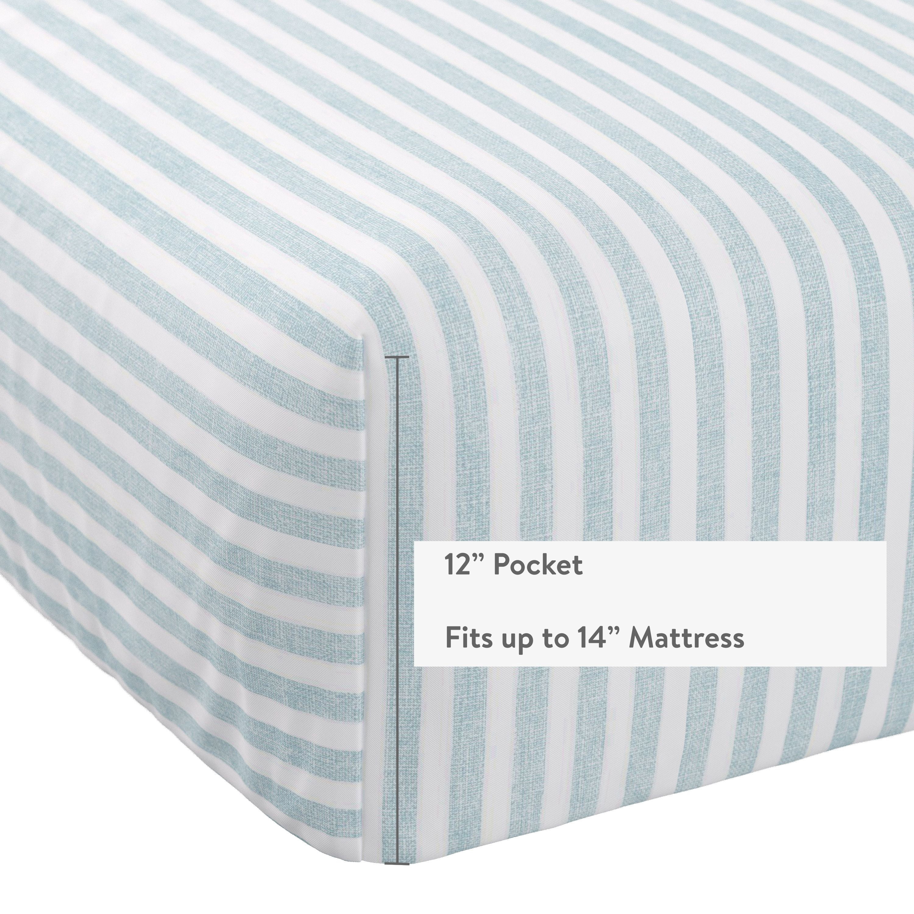 Mainstays Kids Microfiber Bed Sheet Set, Full, Aqua Stripe, 4 Pieces