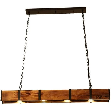 

OUKANING Farmhouse Wood Pendant Chandelier 4 Light Ceiling Hanging Fixture Dining Room