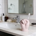 thumbnail image 4 of Ceramic Hand Ornament Vase Pen Toothbrush Holder, Multi-Functional Storage Rack Craft Home Decor, White Pink Miniature Sculpture for Desk Shelf Bathroom, 4 of 6