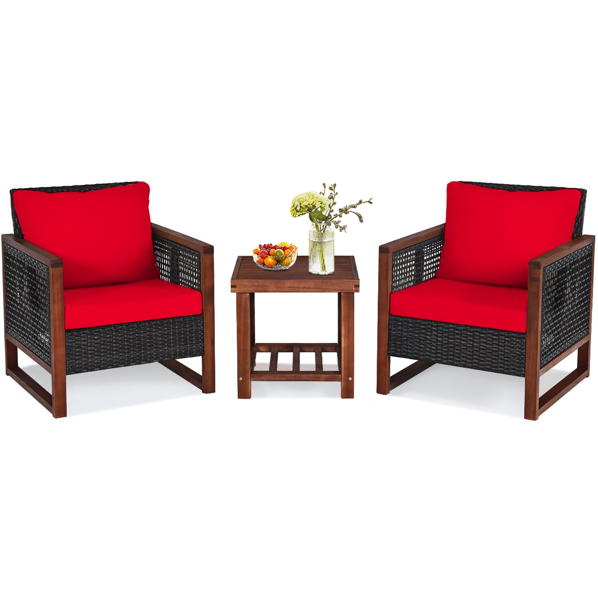 Red Replacement 3pc Cushions Set to fit Rattan Garden Furniture Chairs Sofa