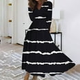 thumbnail image 2 of HAPIMO Women's Tea Length A Line Dress Stripe V Neck Spring Elegant Casual High Waist Trendy Clearance Long Sleeve Black M, 2 of 5
